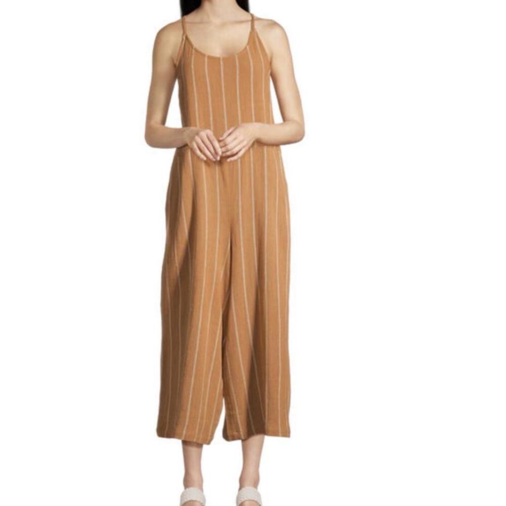World Market Terracotti&White Stripe Khadi Lounge Jumpsuit with Pockets S/M